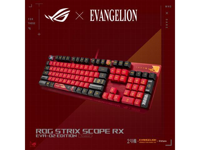 ASUS ROG Strix Scope RX EVA-02 Edition, 100% RGB Gaming Keyboard, ROG RX Blue Optical Mechanical Switches, IP57 Water Resistance, USB Passthrough,...