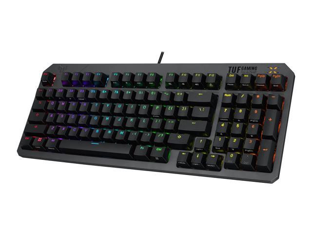 ASUS TUF Gaming K3 Gen II keyboard - compact 97-key layout, optical-mechanical RGB Red (Linear) switches, detachable top plate, and Aura Sync