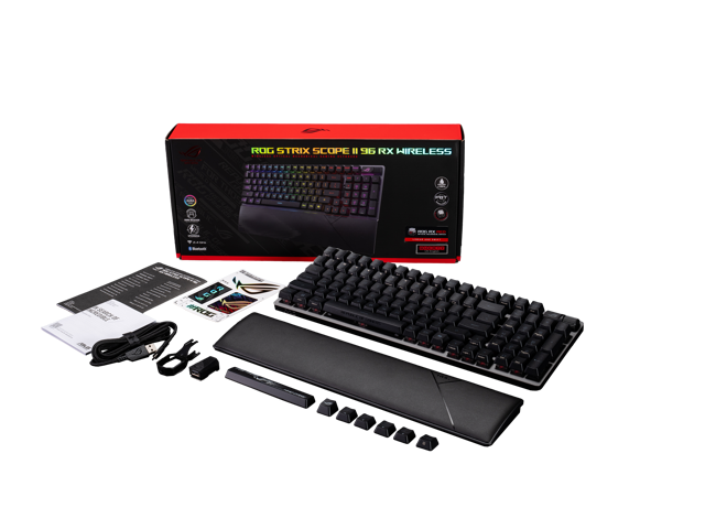 ASUS ROG Strix Scope II 96 RX Wireless Gaming Keyboard, Optical Switches, Low Latency 2.4GHz, RGB, Compact 96% Layout