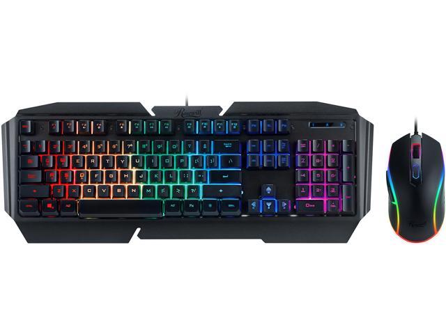 Rosewill FUSION C31 Gaming Keyboard and Mouse Combo, Mechanical Switch Feel Keyboard, 9 RGB LED Backlight Effects, 104 Keys, 19-Key Anti-Ghosting, On-The-Fly Mouse 3200 DPI, Precision Optical Sensor