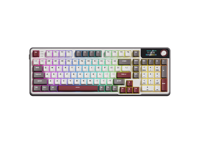 Rosewill NEON K96 Tri-Mode Wireless Gaming Keyboard - Smart Display & Knob, 96% Layout, Hot-Swap, Software Support, 98 Keys, RGB, PBT Keycaps &...