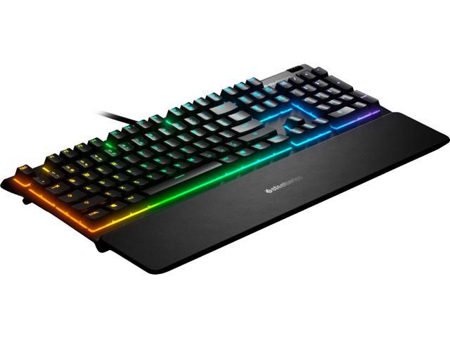 Open Box - SteelSeries 64795 Apex 3 Water Resistant Gaming Keyboard, Premium Magnetic Wrist Rest (Whisper Quiet Gaming Switch)