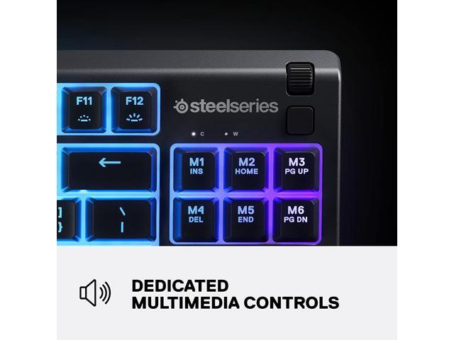 SteelSeries Apex 3 TKL RGB Gaming Keyboard - Tenkeyless Compact Form Factor - 8-Zone RGB Illumination - IP32 Water & Dust Resistant - Whisper Quiet...
