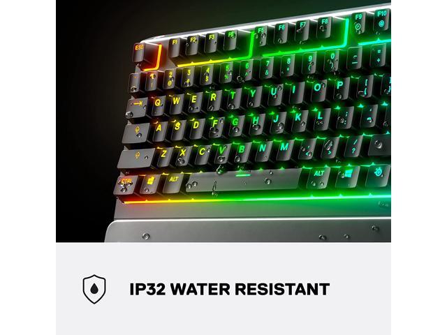 SteelSeries Apex 3 TKL RGB Gaming Keyboard - Tenkeyless Compact Form Factor - 8-Zone RGB Illumination - IP32 Water & Dust Resistant - Whisper Quiet...