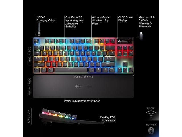 SteelSeries - Apex Pro TKL Gen 3 Wireless Mechanical OmniPoint Adjustable HyperMagnetic Gaming Keyboard with Rapid Tap - Black - image 11