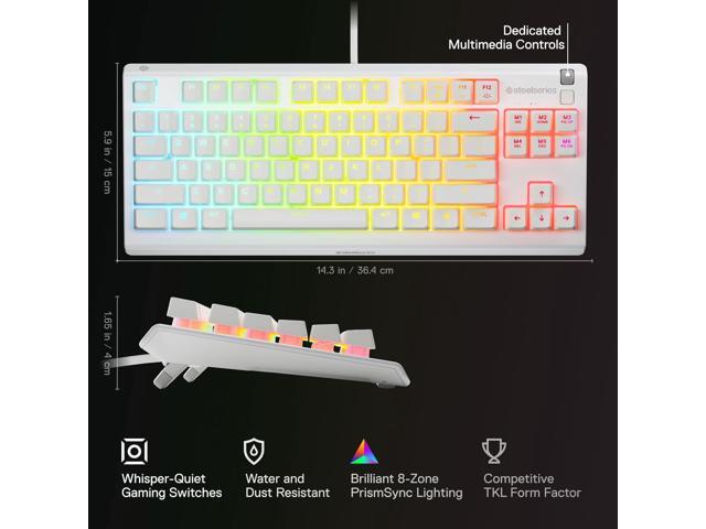 SteelSeries - Apex 3 TKL Wired Membrane Whisper Quiet Switch Gaming Keyboard 8 zone RGB Backlighting - White - image 4