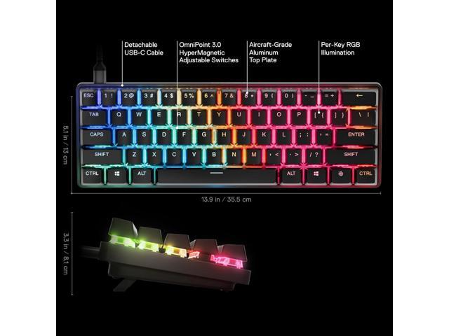 SteelSeries - Apex Pro Mini Gen 3 60% Wired Mechanical OmniPoint Adjustable Gaming Keyboard with Rapid Tap - Black - image 3