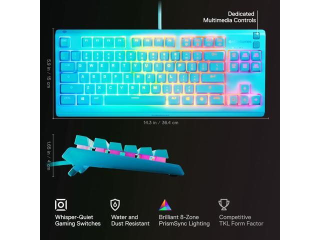 SteelSeries - Apex 3 TKL Wired Membrane Whisper Quiet Switch Gaming Keyboard 8 zone RGB Backlighting - Aqua - image 6