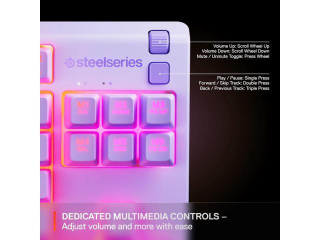 SteelSeries - Apex 3 TKL Wired Membrane Whisper Quiet Switch Gaming Keyboard 8 zone RGB Backlighting - Lavender - image 3