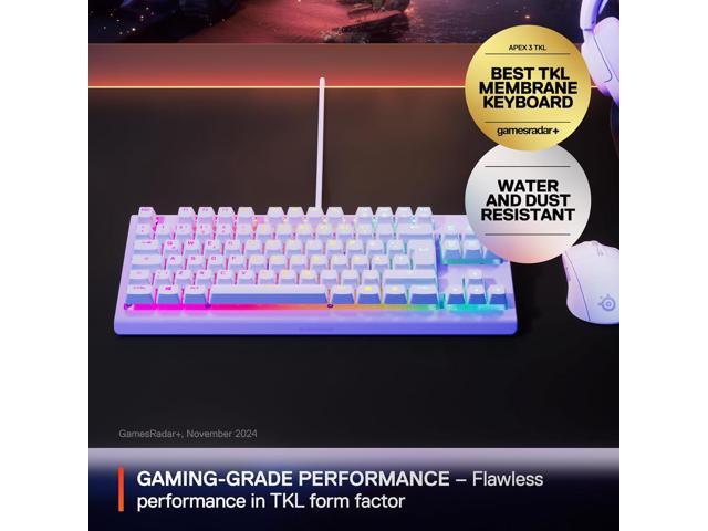 SteelSeries - Apex 3 TKL Wired Membrane Whisper Quiet Switch Gaming Keyboard 8 zone RGB Backlighting - Lavender - image 7