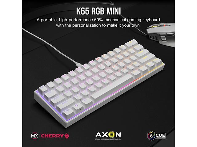 CORSAIR - K65 RGB Mini Wired 60% Mechanical Cherry MX SPEED Linear Switch Gaming Keyboard with PBT Double-Shot Keycaps - White - image 3