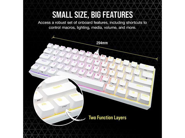 CORSAIR - K65 RGB Mini Wired 60% Mechanical Cherry MX SPEED Linear Switch Gaming Keyboard with PBT Double-Shot Keycaps - White - image 4