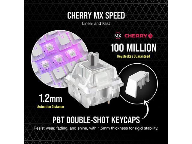 CORSAIR - K65 RGB Mini Wired 60% Mechanical Cherry MX SPEED Linear Switch Gaming Keyboard with PBT Double-Shot Keycaps - White - image 5