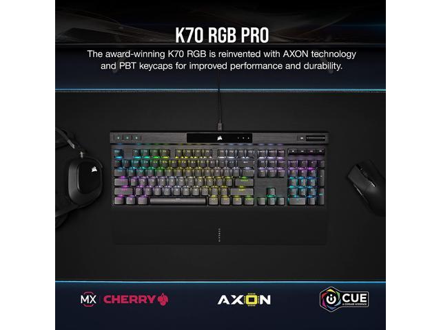Corsair K70 RGB PRO Wired Mechanical Gaming Keyboard - Cherry MX RGB Red Linear Switches, 8,000Hz Hyper-Polling, PBT Double-Shot PRO Keycaps,...