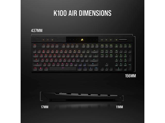 CORSAIR - K100 Air Wireless Full-Size Bluetooth RGB Mechanical Cherry MX Ultra Low Profile Tactile Switch Gaming Keyboard - Black - image 11