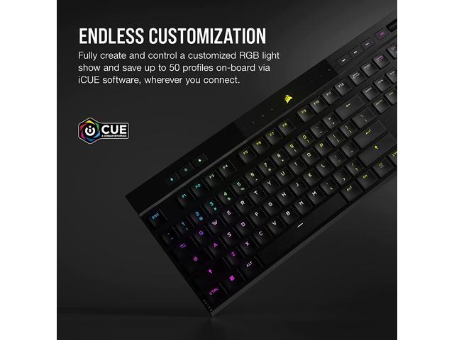 CORSAIR - K100 Air Wireless Full-Size Bluetooth RGB Mechanical Cherry MX Ultra Low Profile Tactile Switch Gaming Keyboard - Black - image 9