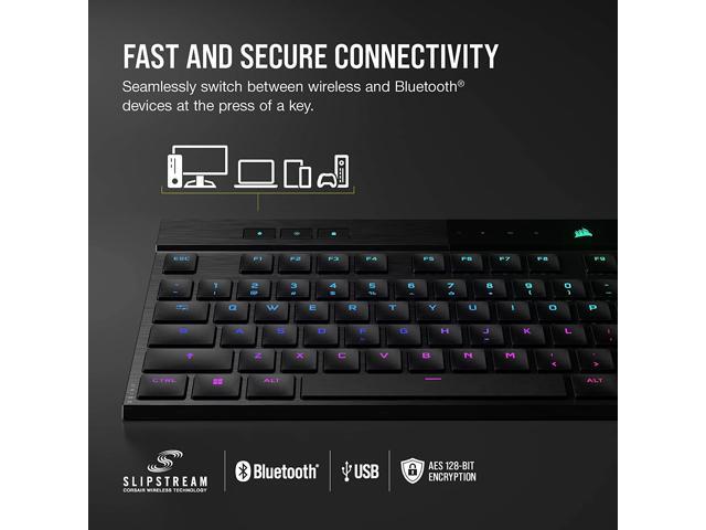 CORSAIR - K100 Air Wireless Full-Size Bluetooth RGB Mechanical Cherry MX Ultra Low Profile Tactile Switch Gaming Keyboard - Black - image 4