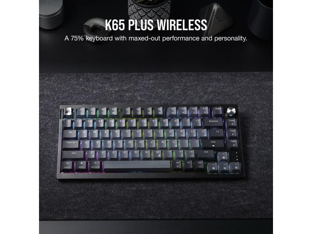 CORSAIR - K65 PLUS RGB 75% Wireless Mechanical Pre-Lubricated MLX Red Linear Switch Gaming Keyboard with Hot-Swappable Switches - Black/Gray - image 7