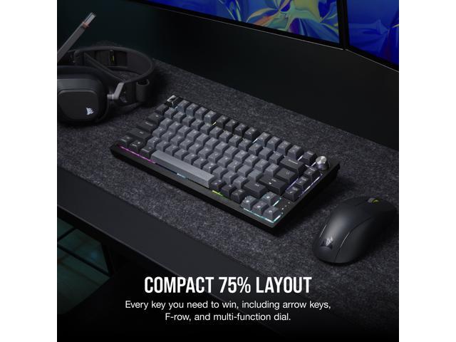 CORSAIR - K65 PLUS RGB 75% Wireless Mechanical Pre-Lubricated MLX Red Linear Switch Gaming Keyboard with Hot-Swappable Switches - Black/Gray - image 8