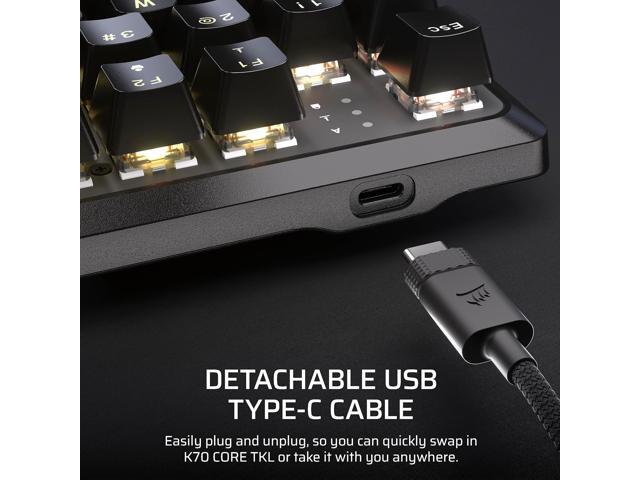 CORSAIR - K70 CORE TKL Compact Wired RGB Pre-Lubed Linear Mechanical Switches Gaming Keyboard with Sound - Black - image 4