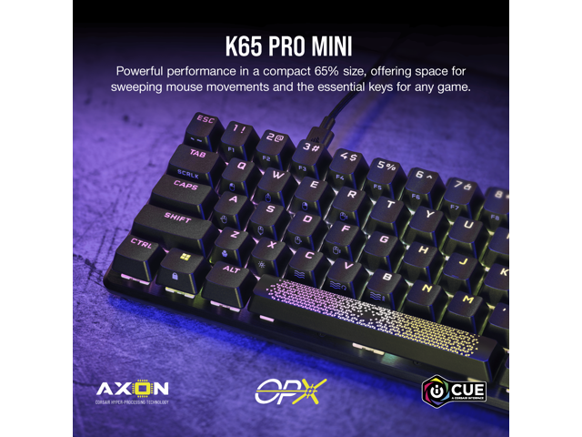 CORSAIR - K65 PRO MINI RGB 65% Optical-Mechanical Gaming Keyboard Backlit RGB LED, OPX - Black - image 3