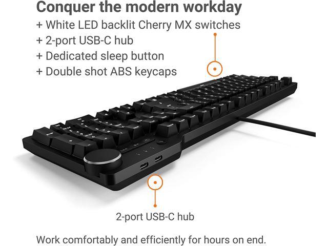 Das Keyboard 6 Professional Backlit Wired Mechanical Keyboard - Tactile Cherry MX Brown Switches, Shine-Through Keycaps, 2-Port USB C Hub, Media...