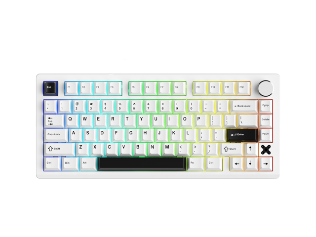 DAREU FLEX75 Wireless Mechanical Keyboard, 75% Hot Swappable Custom Gaming Keyboard with Knob, Gasket Mount, RGB Backlit, PBT Keycaps, 3-Mode...