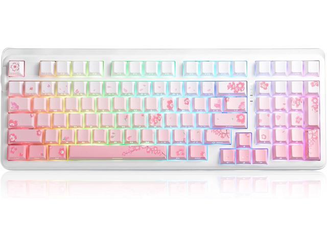 DAREU EK98 Pro Sakura Pink 98-key Wireless Gaming Mechanical Keyboard, Hot-Swap Sockets, Side-Print PBT Keycaps, 4000mAh Battery, RGB Backlit,...