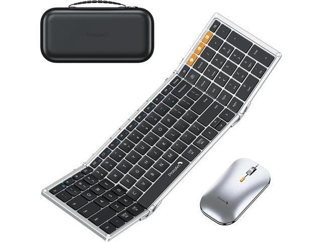 ProtoArc Tri-Fold Bluetooth Keyboard and Mouse Combo - Full-Size Folding for Business Travel, a Portable Office Suite On-The-Go, Compatible with.
