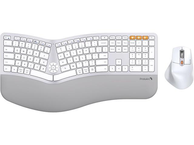 ProtoArc Full Size Wireless Bluetooth Ergo Keyboard Mouse Combo - Split Design, Wrist Rest, Multi-Device, Rechargeable, for Windows/Mac OS, EKM01...