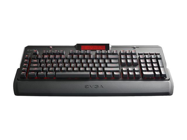 EVGA Z10 Gaming Keyboard, Red Backlit LED, Mechanical Brown Switches, Onboard LCD Display, Macro Gaming Keys