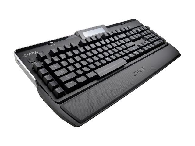EVGA Z10 Gaming Keyboard, Red Backlit LED, Mechanical Brown Switches, Onboard LCD Display, Macro Gaming Keys