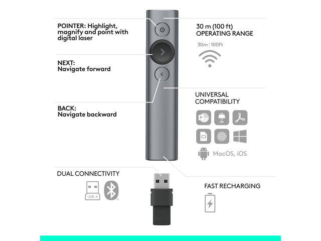 Logitech - Spotlight Presentation Remote with 100 ft Range and Quick Charging - Slate - image 8