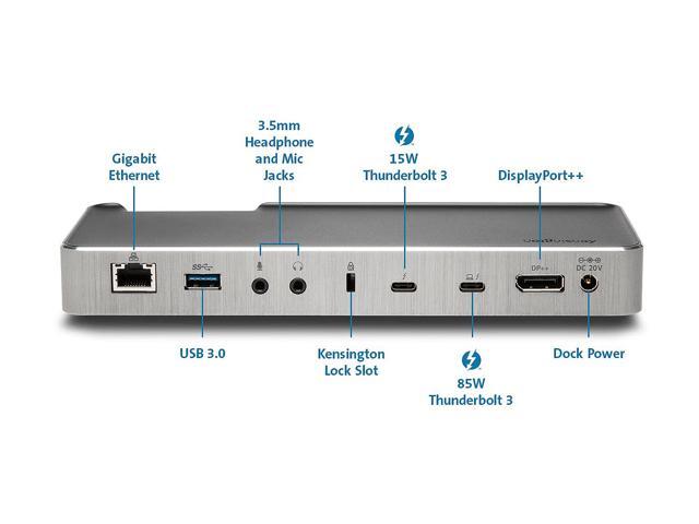 Kensington SD5200T Thunderbolt 3 Docking Station - 85W PD (Power Delivery) - Dual Monitor 4k for Mac and PC (K38300NA)