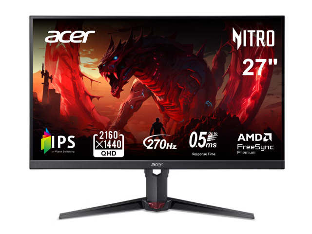 Acer Nitro 27' WQHD 2K 1440P 270hz IPS with AMD FreeSync Premium 0.5ms, sRGB 99%, Gaming Computer Monitor XV270U Z1bmiiprx
