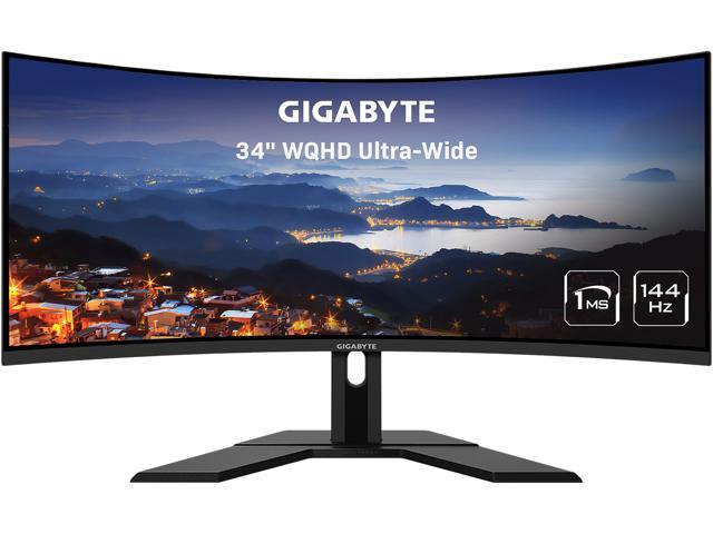 GIGABYTE G34WQC A-SA 34' 144Hz Curved Gaming Monitor, 3440 x 1440 VA 1500R Display, 1ms (MPRT), 90% DCI-P3, VESA Display HDR400, FreeSync Premium.