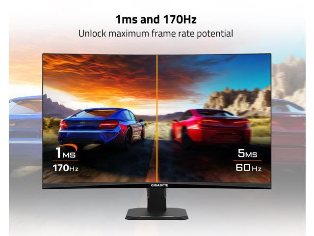 GIGABYTE - GS27QC - 27' VA Curved Gaming Monitor - QHD 2560x1440 - 165Hz/OC 170Hz - 1ms MPRT - AMD FreeSync Premium - HDMI, DP - Black