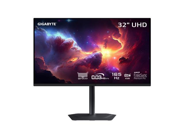 GIGABYTE 32' UHD 4k 165Hz with AMD FreeSync Premium Pro 0.03ms USB-C KVM HDR400 OLED Gaming Computer Monitor with Height Adjustable stand MO32U