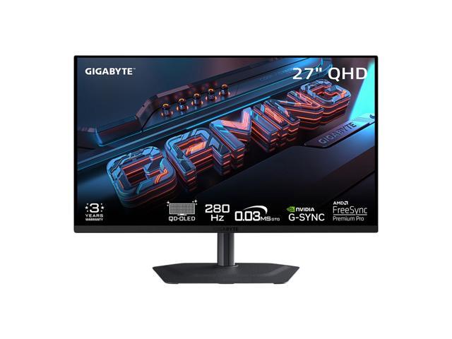 Open Box - GIGABYTE 27 inch QHD 2K 1440P 280Hz AMD FreeSync Premium Pro & G-Sync Compatible 0.03ms OLED Gaming Computer Monitor with Height...