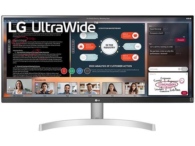 LG UltraWide 29WN600-W 29' WFHD 2560 x 1080 75 Hz HDMI, DisplayPort RADEON FreeSync Built-in Speakers Monitor