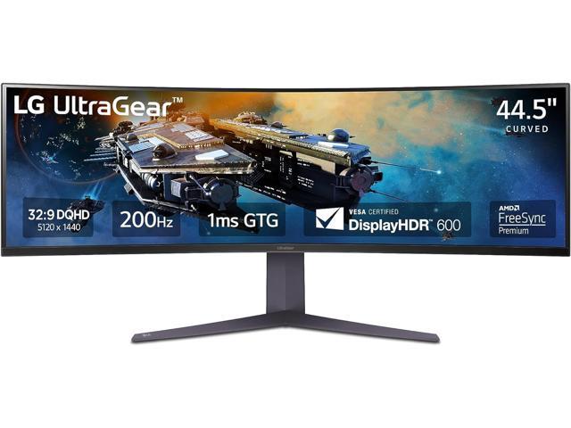 LG 45GR65DC-B 45' Ultragear Curved Gaming Monitor, QHD, 200Hz, 1ms, UltraWide Display, 32:9, AMD FreeSync Premium Pro, VESA DisplayHDR 600, HDMI.