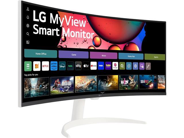 LG 34' Smart Monitor WQHD 21:9 Curved Screen 100Hz with webOS - 34SR63QA-W