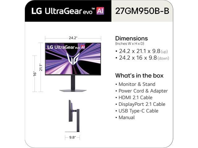 LG - UltraGear evo AI GM9 27" 5K2K IPS 165Hz 1ms G-SYNC FreeSync Premium Gaming Monitor with DisplayHDR1000 (HDMI, DP, USB-C) - Black - image 12