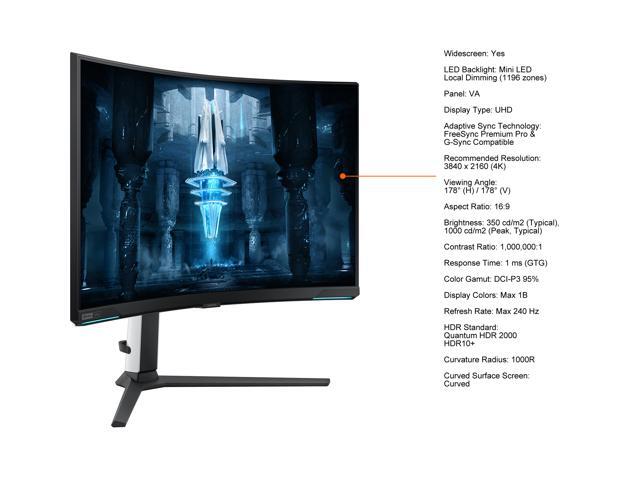 SAMSUNG Odyssey Neo G8 32' UHD 4K 240Hz FreeSync Premium Pro & G-Sync compatible 1ms Mini LED HDR2000 Curved Gaming Computer Monitor with Height...