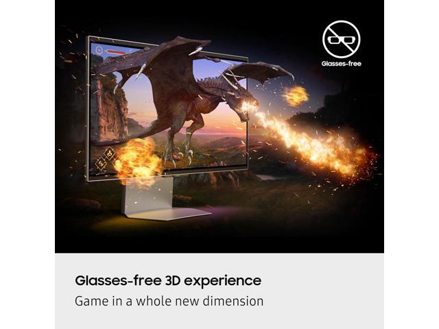 Samsung - 27" Odyssey Glasses Free 3D G90XF 4K UHD, 165Hz, 1ms, G-SYNC Compatible and FreeSync Prem Pro Gaming Monitor - Mercury Silver - image 9