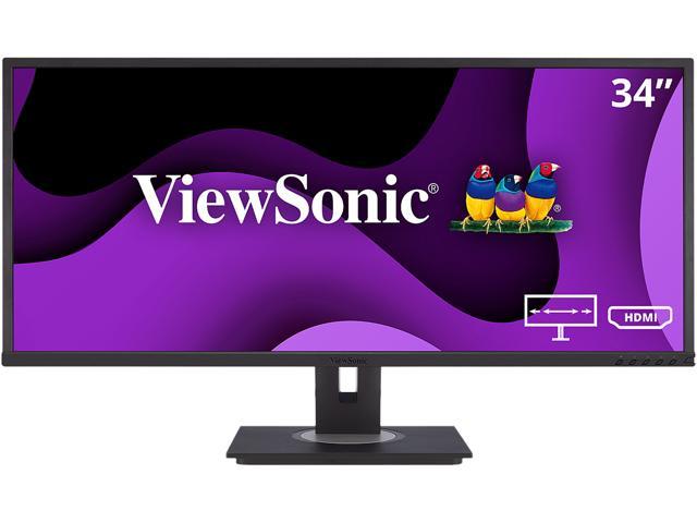 ViewSonic VG3448 34 Inch Ultra-Wide 21:9 WQHD Ergonomic Monitor with HDMI DisplayPort USB, 40 Degree Tilt and FreeSync for Home and Office