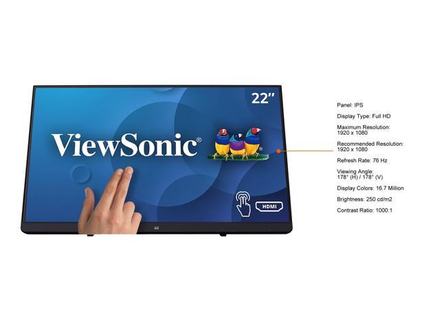 ViewSonic - TD2230 22" IPS LED FHD Touch Screen Monitor (HDMI and DisplayPort) - Black - image 3