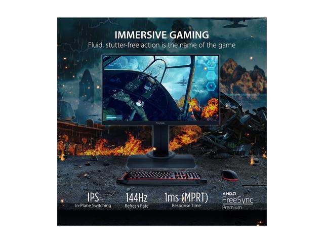 ViewSonic XG2405 24 Inch 1080p 1ms 144Hz Frameless IPS Gaming Monitor with FreeSync Premium Eye Care Advanced Ergonomics Mode HDMI and DP for Esports