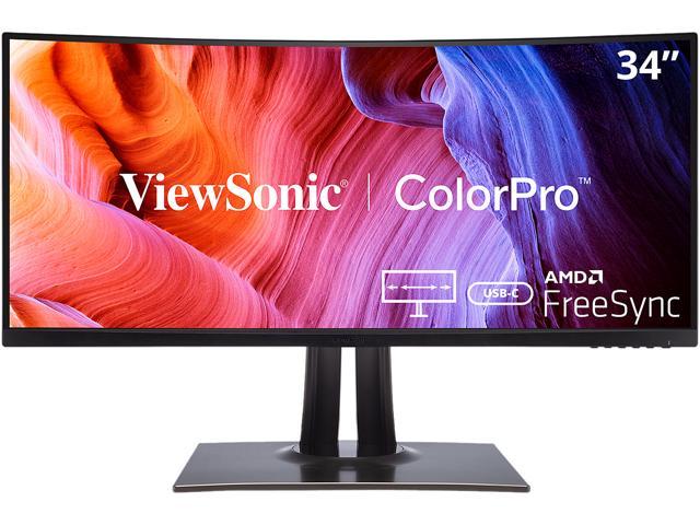 ViewSonic VP3481a 34 Inch Premium WQHD+ Curved Ultrawide Monitor with FreeSync, 100Hz, ColorPro 100% sRGB Rec 709, 14-bit 3D LUT, Eye Care, 90W USB.