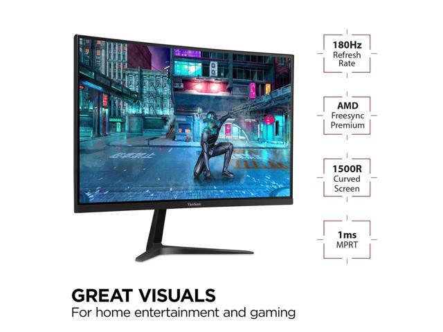 ViewSonic VX2718-2KPC-MHD Curved Gaming Computer Monitor 27' WQHD 1440p 180Hz 1ms with Adaptive-Sync Eye Care HDMI and Display Port